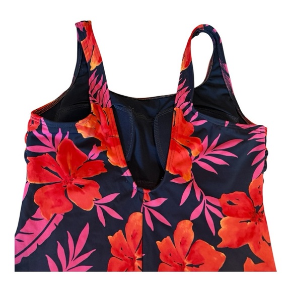 Lands’ End One piece tropical floral full bottom red-orange UV Swimsuit 8P - Picture 10 of 11